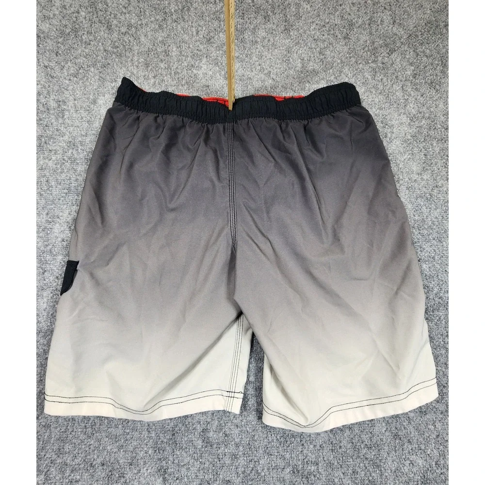 Speedo Mens Grey White Ombre Swim Trunks Board Shorts Small Side Pocket